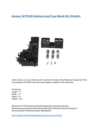 _Amana 14179126 Interlock and Fuse Block Kit _ PartsFe