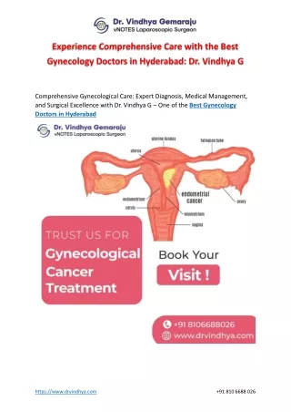 Experience Comprehensive Care with the Best Gynecology Doctor in Hyderabad: Dr.