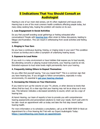 5 Indications That You Should Consult an Audiologist