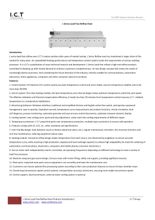 I.C.T L-series Reflow Oven and Reflow Oven Solderin machine