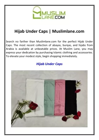 Hijab Under Caps  Muslimlane.com