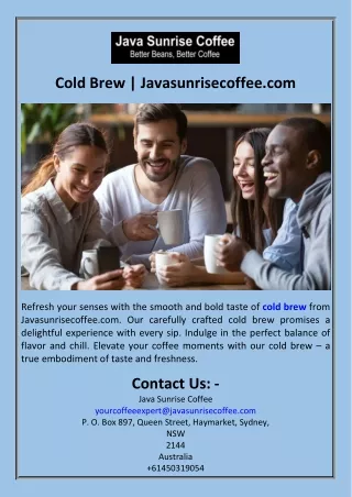 Cold Brew  Javasunrisecoffee.com