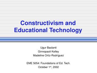Constructivism and Educational Technology