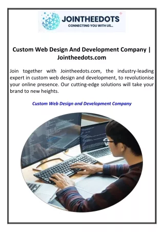 Custom Web Design And Development Company Jointheedots.com