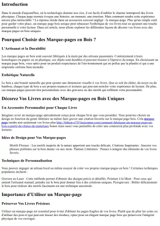 Décorez Vos Livres avec des Marque-pages en Bois Uniques