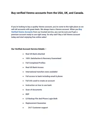 Get Fast Delivery From Us Buy Verified Venmo Accounts