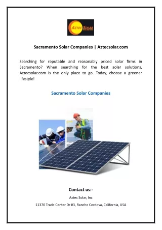 Sacramento Solar Companies  Aztecsolar