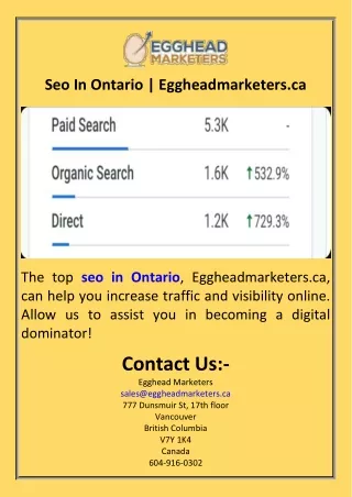 Seo In Ontario  Eggheadmarketers.ca