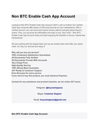 Non BTC Enable Cash App Account