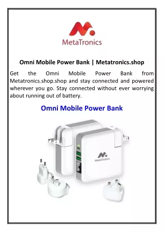 Omni Mobile Power Bank | Metatronics.shop