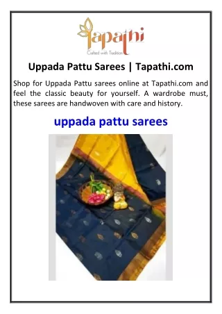 Uppada Pattu Sarees | Tapathi.com
