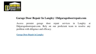 Garage Door Repair In Langley Ddgaragedoorrepair.com