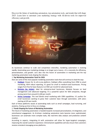 The Future of Marketing Automation Top Tools and Trends for 2025