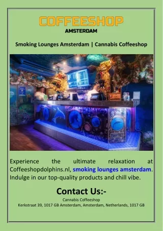 Smoking Lounges Amsterdam  Cannabis Coffeeshop