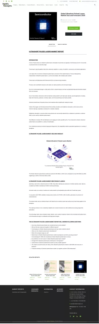 Ultrashort Pulsed Lasers Market broadcast