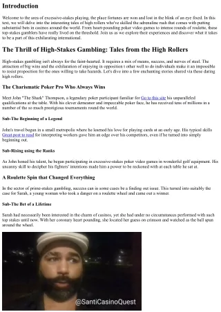 The Thrill of High-Stakes Gambling: Tales from the High Rollers