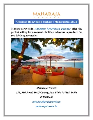 Andaman Honeymoon Package  Maharajatravels.in