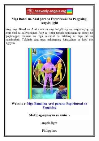 Mga Banal na Aral para sa Espirituwal na Paggising  Angels-light