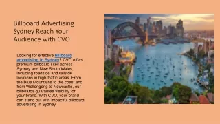 Billboard Advertising Sydney Reach Your Audience with CVO