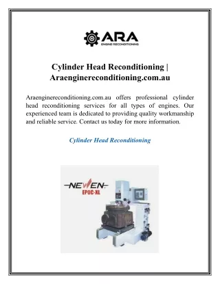 Cylinder Head Reconditioning  Araenginereconditioning.com.au