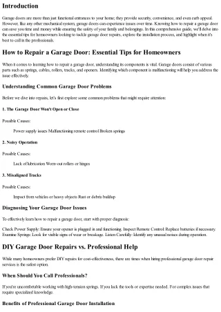 How to Repair a Garage Door: Essential Tips for Homeowners
