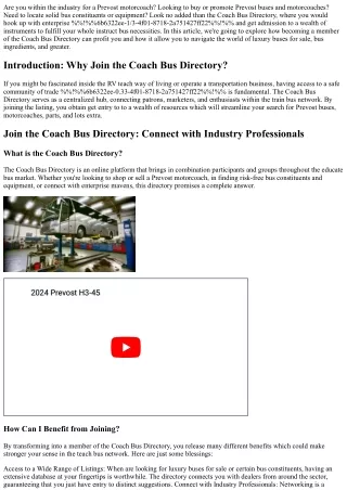 Join the Coach Bus Directory: Connect with Industry Professionals