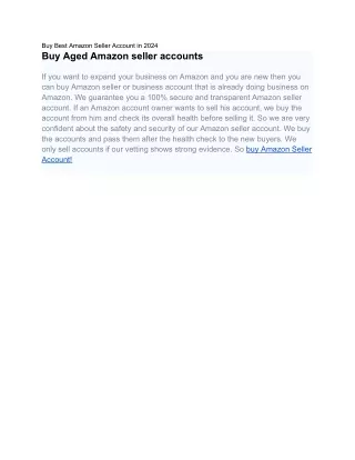 Buy Best Amazon Seller Account in 2024