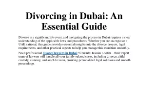 Divorcing in Dubai - An Essential Guide