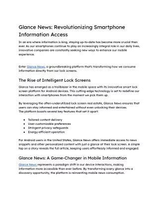 Glance News_ Revolutionizing Smartphone Information Access