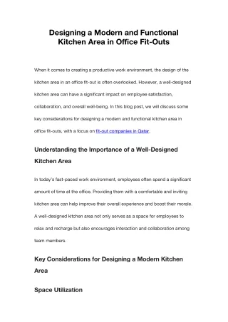 Designing a Modern and Functional Kitchen Area in Office Fit-Outs