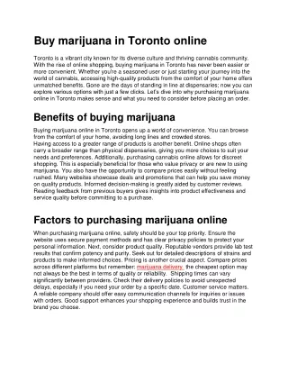 buy marijuana in Toronto online