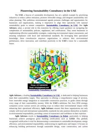 Pioneering Sustainability Consultancy in the UAE