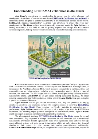 Understanding ESTIDAMA Certification in Abu Dhabi