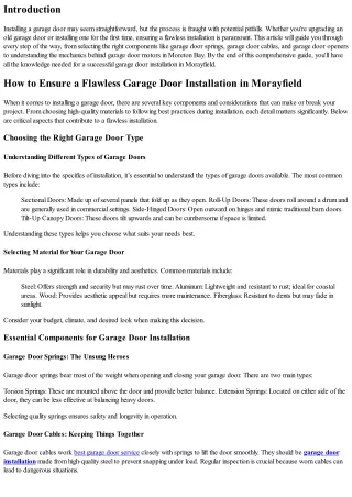How to Ensure a Flawless Garage Door Installation in Morayfield