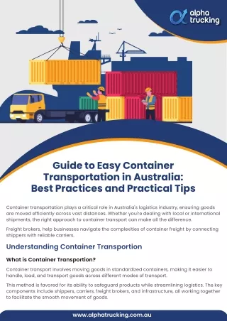 Guide to Easy Container Transportation in Australia