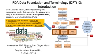 RDA Data Foundation and Terminology (DFT) IG: Introduction
