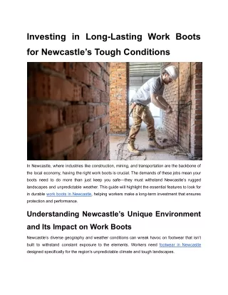 Investing in Long-Lasting Work Boots for Newcastle’s Tough Conditions