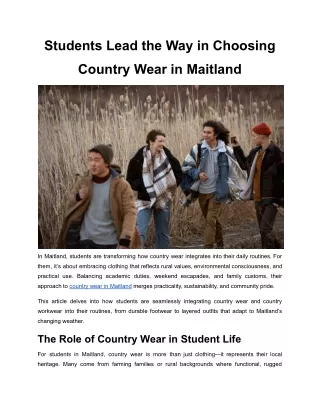 Students Lead the Way in Choosing Durable Country Wear