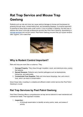 Rat Trap Service and Mouse Trap Geelong