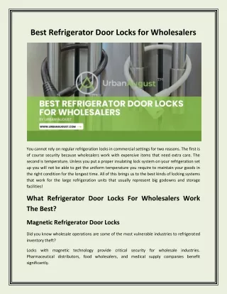 Best Refrigerator Door Locks for Wholesalers