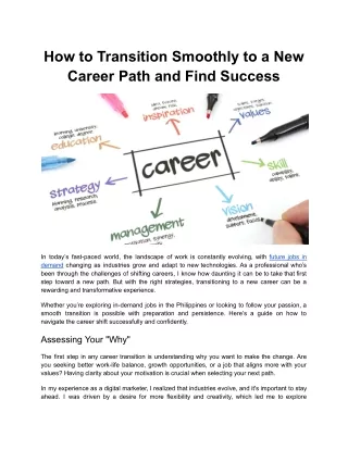 How to Transition Smoothly to a New Career Path and Find Success