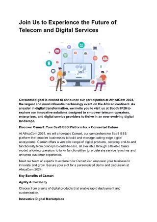 Join Us to Experience the Future of Telecom and Digital Services