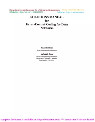 Solution Manual for Error-Control Coding for Data Networks by Reed and Chen