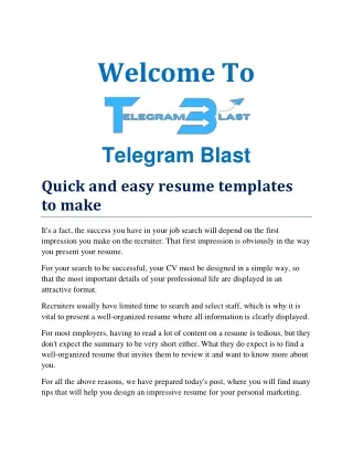 Quick and easy resume templates to make   short description