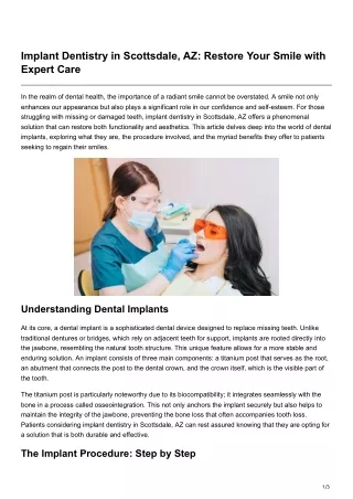 Implant Dentistry in Scottsdale AZ Restore Your Smile with Expert Care