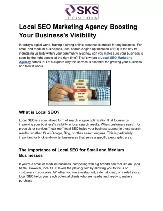 Local SEO Marketing Agency Boosting Your Business's Visibility