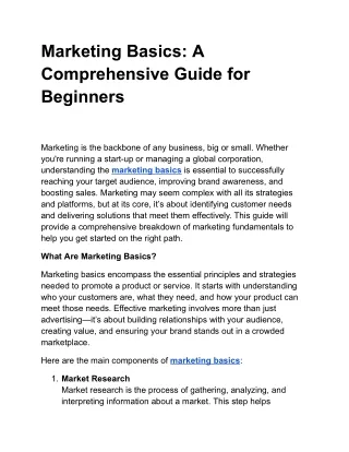 Marketing Basics: A Comprehensive Guide for Beginners