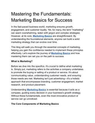 Mastering the Fundamentals: Marketing Basics for Success