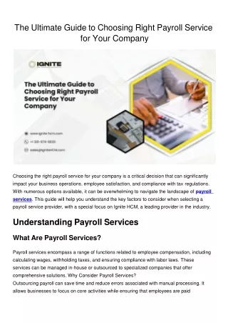 The Ultimate Guide to Choosing Right Payroll Service for Your Company