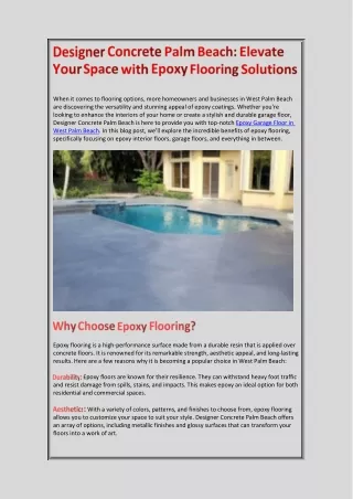 Designer Concrete Palm Beach Elevate Your Space with Epoxy Flooring Solutions